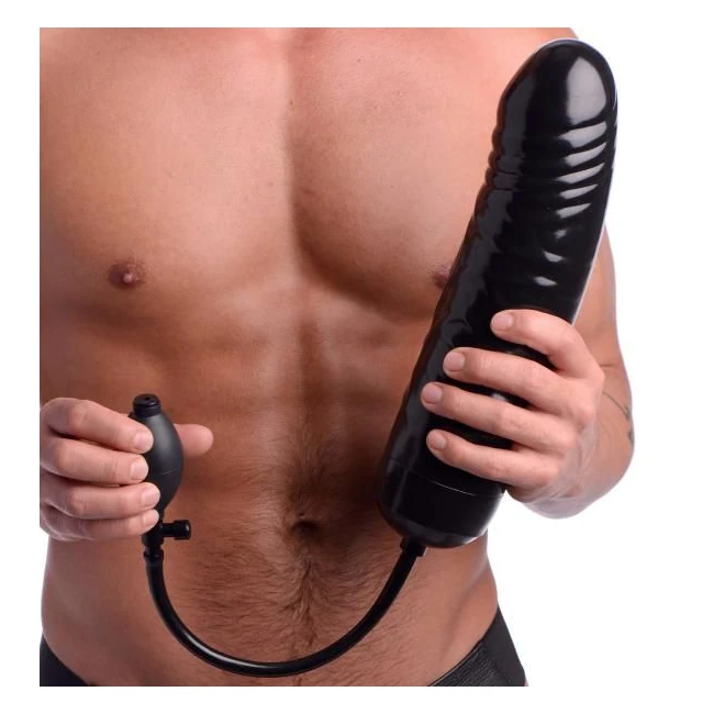 Xxl Inflatable Dildo 12.5 Inches Black - Shape & Texture