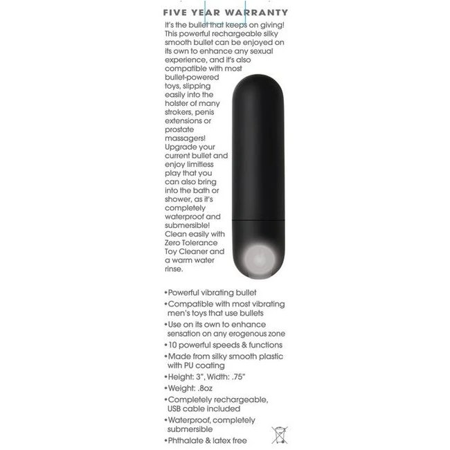 Zero Tolerance All Powerful Rechargeable Bullet - Power & Convenience