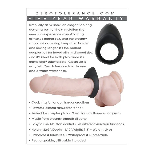 Zero Tolerance Night Rider Cock Ring - Silicone and ABS Build with a Snug Fit