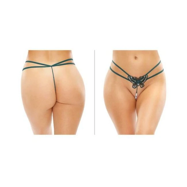 Zinnia Sequin Butterfly Strappy Pearl G-string - Fabric & Feel