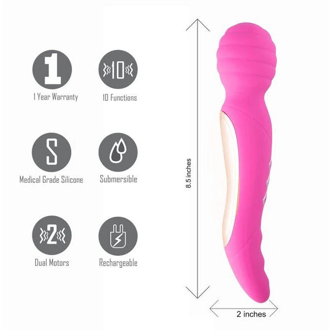 Zoe Rechargeable Dual Vibrating Wand Hot Pink - How It Feels