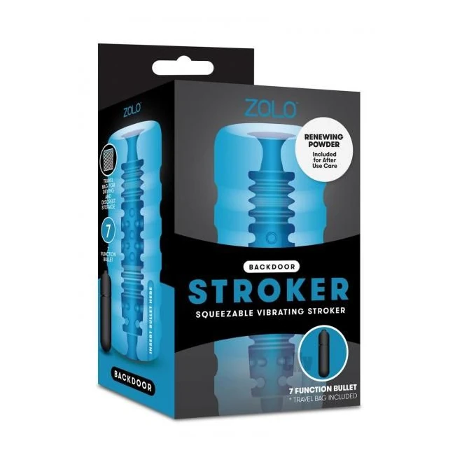 Zolo Backdoor Squeezable Vibrating Stroker Blue - Internal Texture