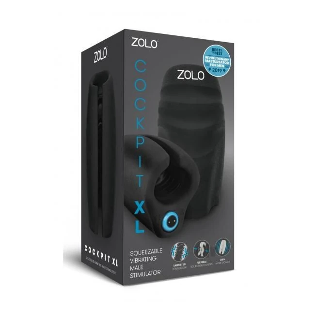 Zolo Cockpit Vibrating Male Stimulator Stroker Xl Black - Internal Texture and Stimulation