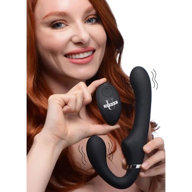 10x Vibrating Silicone Strapless Strap-on - - Material & Feel