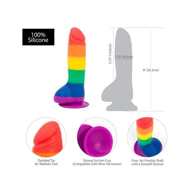 Addiction 100% Silicone Justin 8 Rainbow " - Design & Compatibility