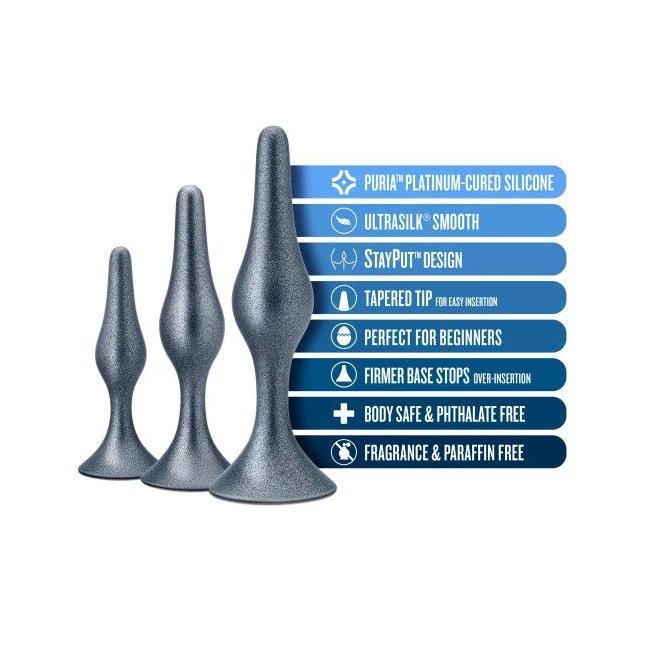 Anal Adventures Matrix Genesis Plug Kit Stellar Silver - Shape & Comfort