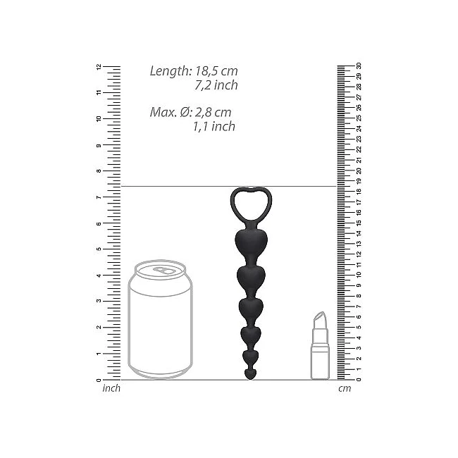 Anal Heart Beads Black - Graduated Sizing