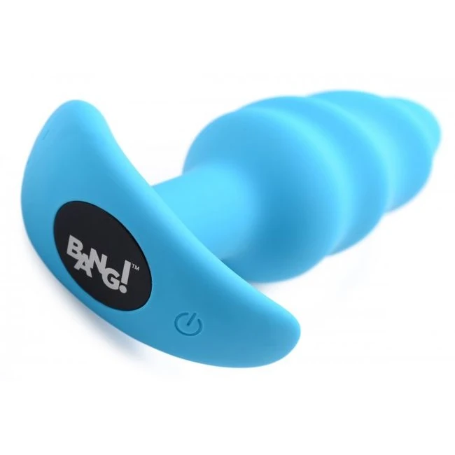 Bang! 21x Vibrating Silicone Swirl Butt Plug W/ Remote Blue - Materials