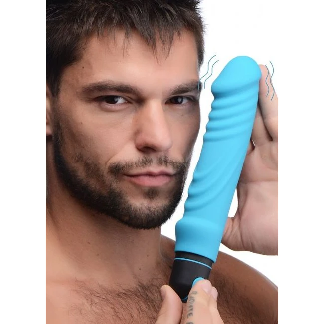 Bang! Xl Bullet & Ribbed Silicone Sleeve Blue - Experience Intense Pleasure with the XR Brands Bang! XL Bullet & Ribbed Silicone Sleeve