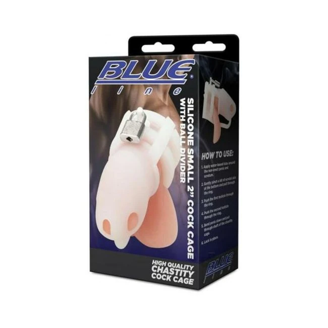 Blue Line 2" Silicone Mini Cock Cage with Ball Divider - - Key Details