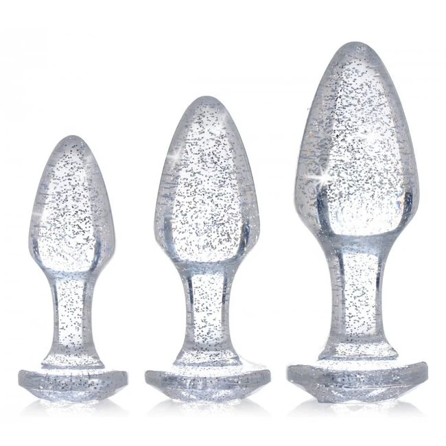 Booty Sparks Glitter Gem Anal Plug Set Silver - Material & Safety