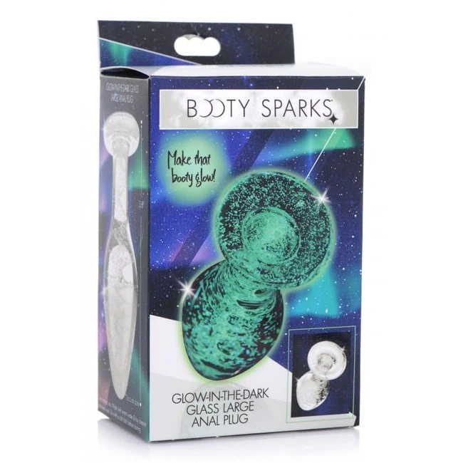Booty Sparks Glow-in-the-dark Glass Anal Plug Large - Graduated Sizing & Temperature Play