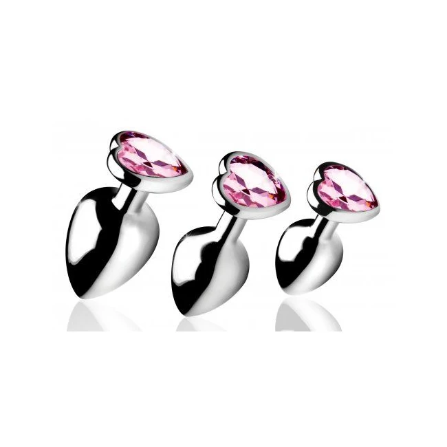 Booty Sparks Pink Heart Gem Anal Plug Set - Shape & Comfort