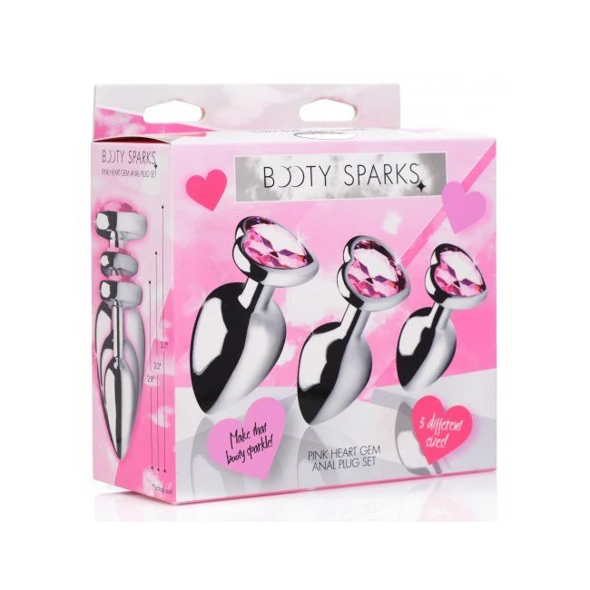 Booty Sparks Pink Heart Gem Anal Plug Set - Additional Features & Usage Tips