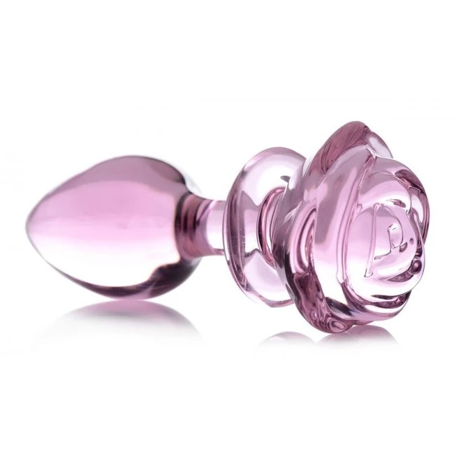 Booty Sparks Pink Rose Glass Large Anal Plug - Shape & Comfort