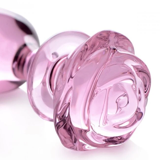 Booty Sparks Pink Rose Glass Large Anal Plug - Graduated Sizing & Specifications