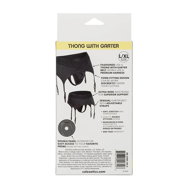 Boundless Thong W/ Garter L/xl Harness Black - Shape & Texture