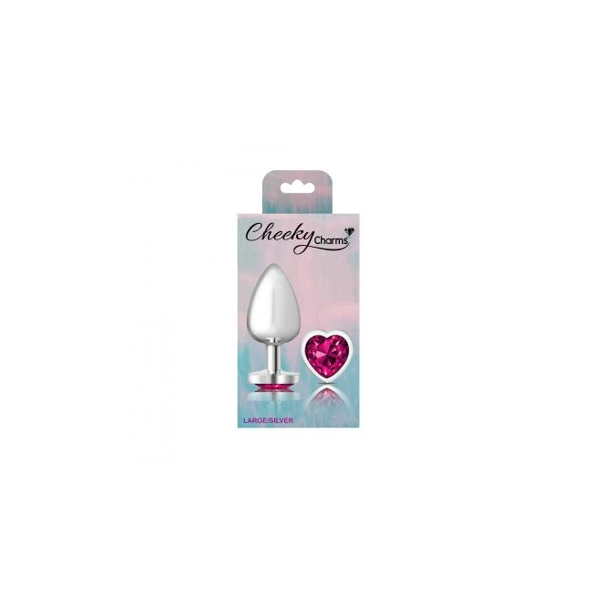 Cheeky Charms Heart Bright Pink Large Silver Plug - Product Overview