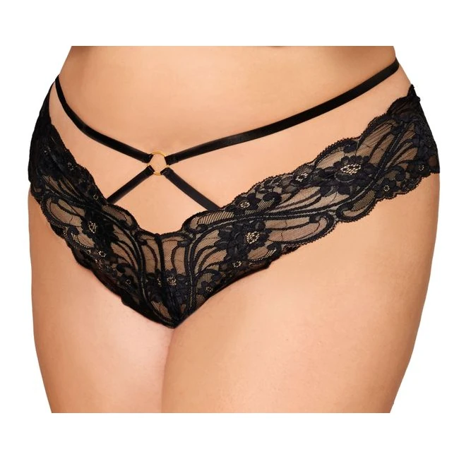 Cheeky Open Crotch Thong W/ Chains 3x4x - Fabric & Feel