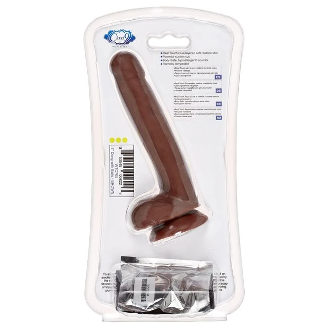 Cloud 9 Dual Density Dildo Touch 7in W/ Balls Brown - Material Feel & Construction