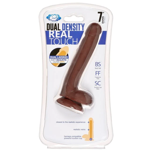 Cloud 9 Dual Density Dildo Touch 7in W/ Balls Brown - Size & Compatibility