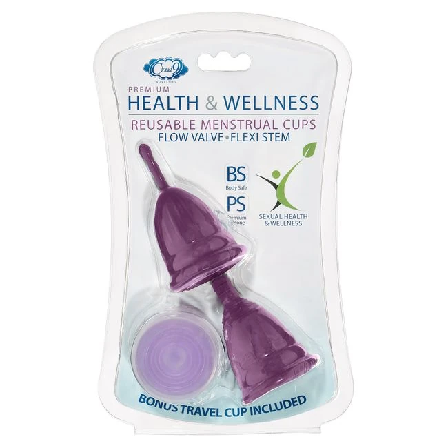 Cloud 9 Health & Wellness Reusable Menstrual Cups 3-pk W/bonus Travel Cup & Case - Overview