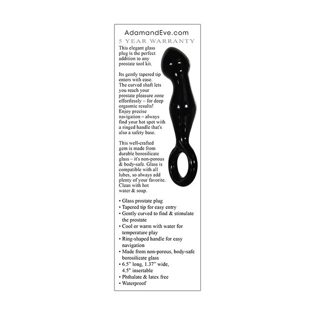 Adam & Eve Adams Glass Prostate Massager - Elegant Design and Quality Materials