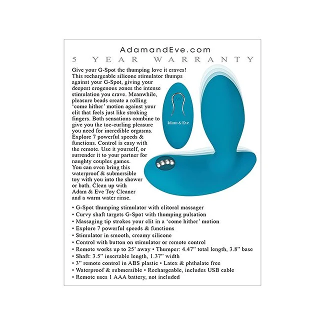 Adam & Eve Eve's G-spot Thumper W/ Clit Motion Massager - How It Feels