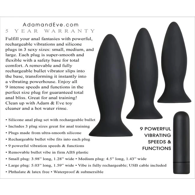 Adam & Eve Rechargeable Vibrating Anal Kit - Materials & Cleaning