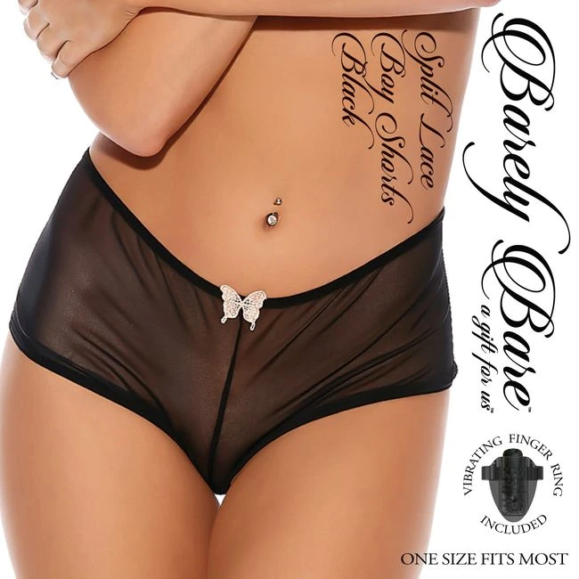 Barely Bare Split Lace Boy Shorts - Design Details