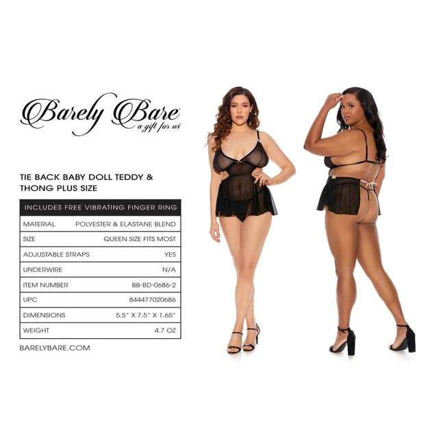 Barely Bare Tie-back Babyd Teddy & Thong Q/s - Fabric & Feel