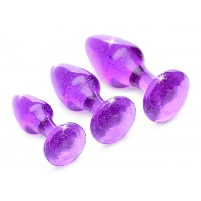Booty Sparks Glitter Gem a Plug Set Purple - Enhance Your Anal Play with the Booty Sparks Glitter Gem Plug Set