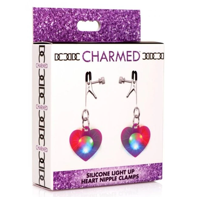 Charmed Light Up Heart Nip Clamps - Illuminated Light Show