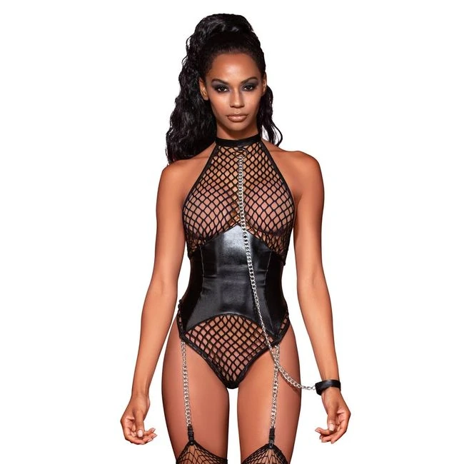 Fishnet Halter Teddy W/ Fa Leather Corset - Build & Quality