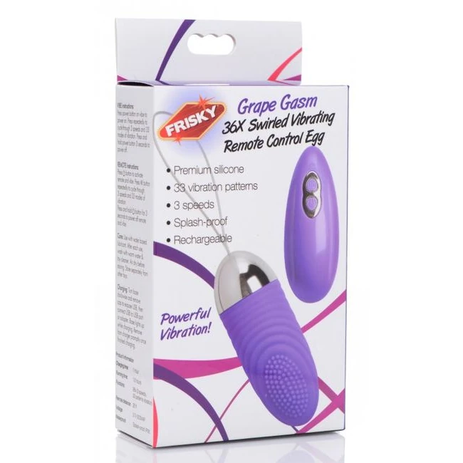Frisky Grape Gasm Texture Vibrating Remote Control Egg - Vibration Modes