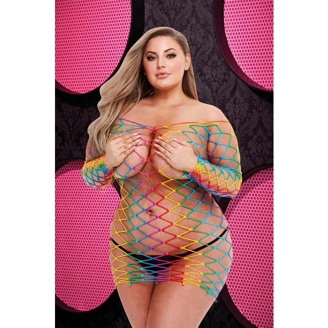Lapdance Fencenet Rainbow Dress Q/s - Fabric & Feel