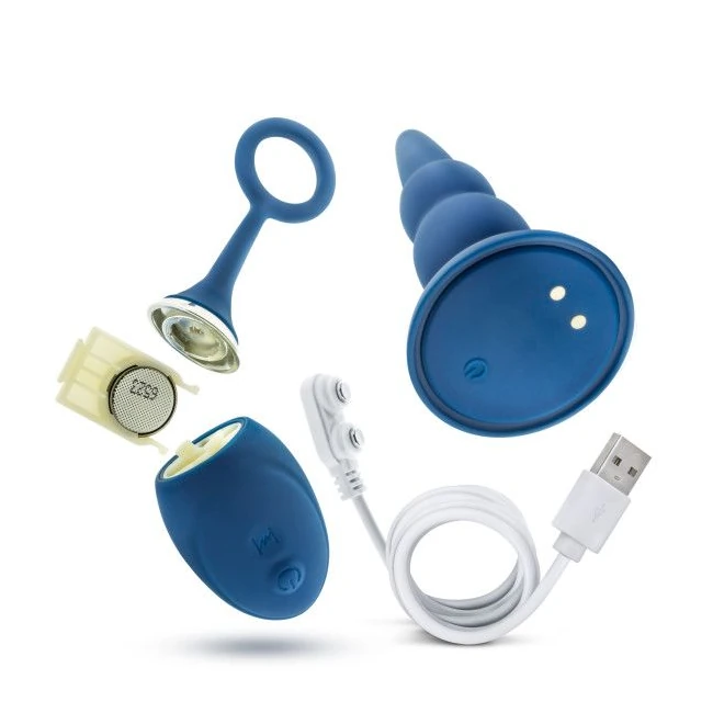Performance Plus Sonic Rechargeable Anal Plug Blue - Vibration Features & Remote Control