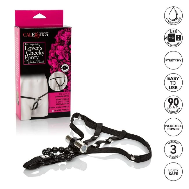 Rechargeable Lover's Cheek Panty W/ Stroker Beads - Additional Details