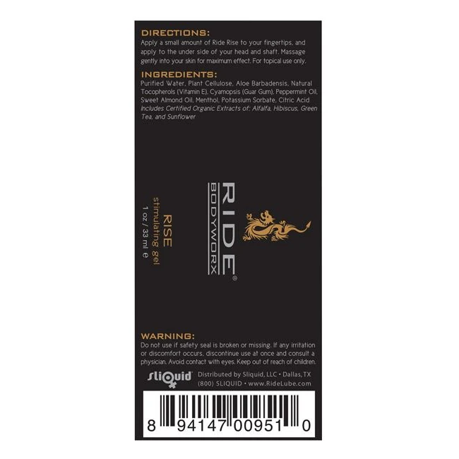 Ride Bodyworx Rise Stimul Gel 1 Oz - Ride Bodyworx Rise Stimulating Gel 1 Oz
