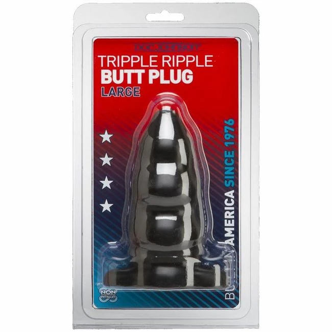 Triple Ripple Butt Plug-lg-black Cd - Physical Dimensions and Material Specifications