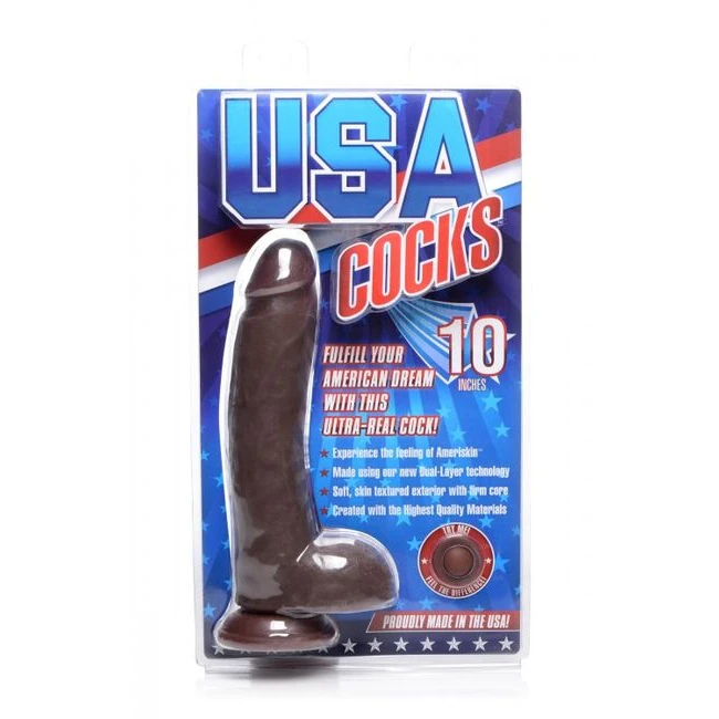 Usa Cocks 10in Ameriskin D -dark - Power & Performance