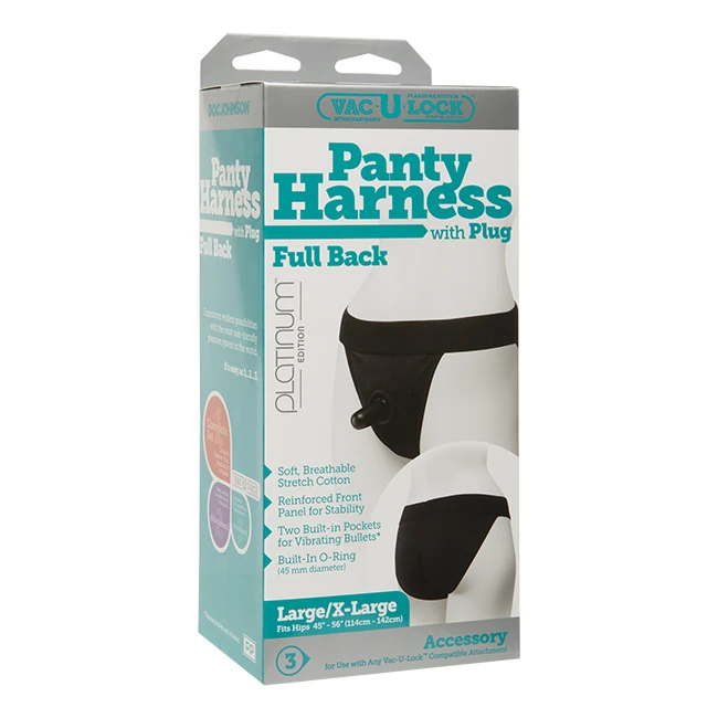 Vac U Lock Full Back Panty Harness Black L/xl - Size & Fit