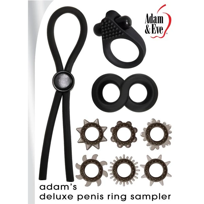 Adam & Eve Adams Deluxe Pen Ring Sampler - Contents and Materials