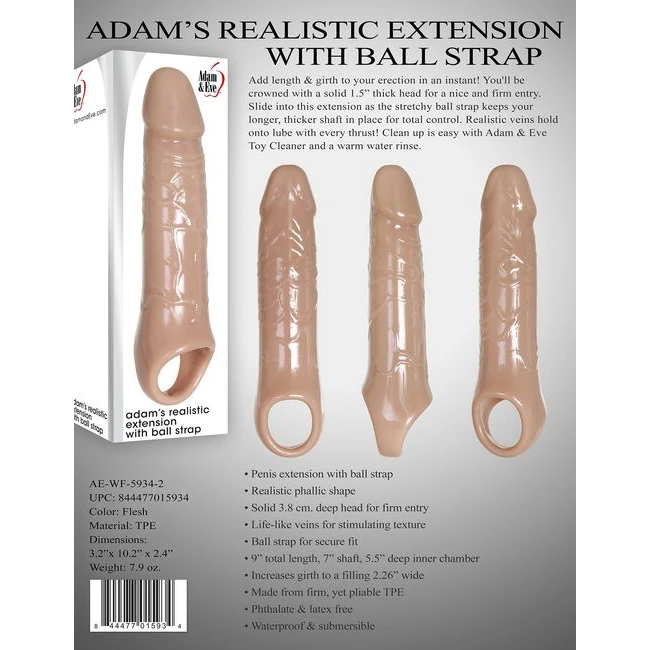 Adam & Eve Adams Realistic Extension W/ Ball Strap - Material Feel & Quality