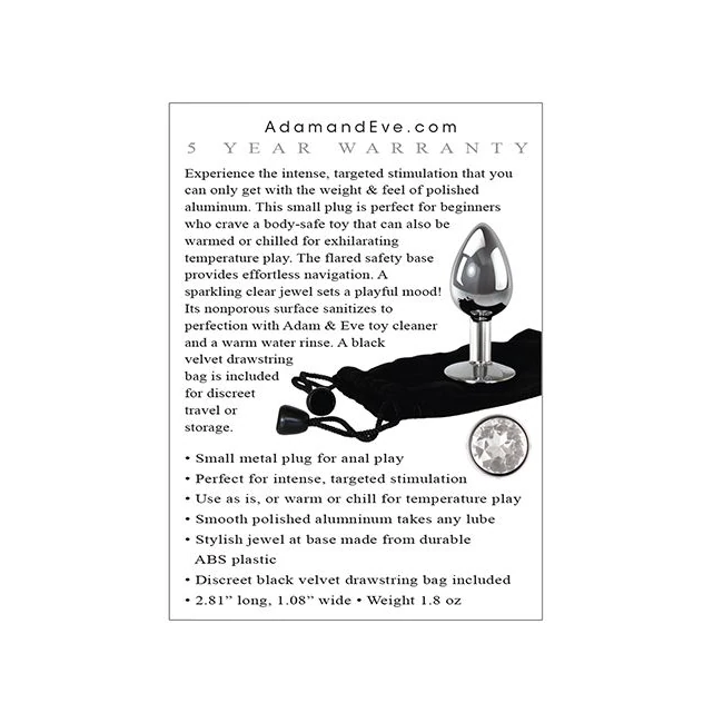 Adam & Eve Clear Gem Anal P Small - Product Overview