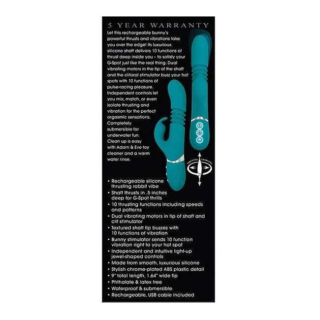 Adam & Eve Eve's Rechargeab Thrusting Rabbit - Experience Intense, Targeted Stimulation