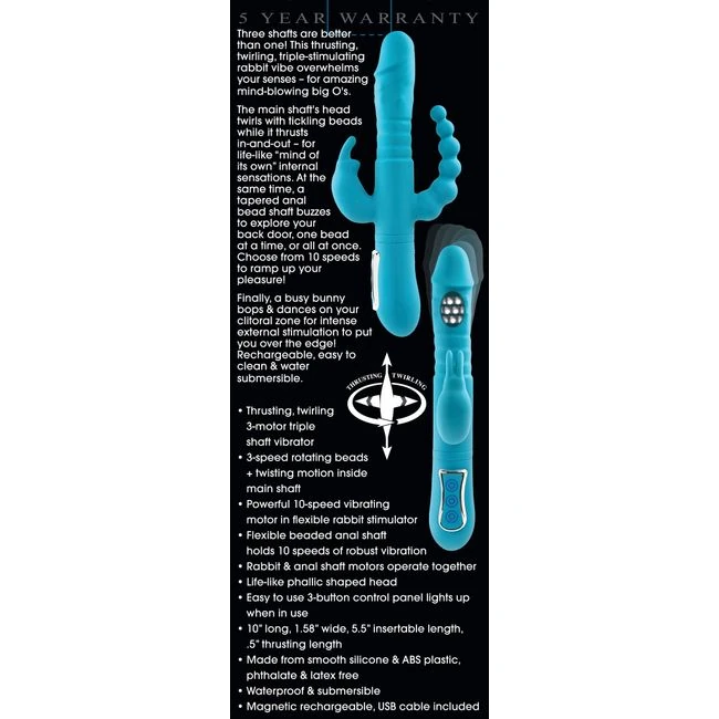 Adam & Eve Eves Thrusting Triple Joy Rabbit - Experience Intense, Multifaceted Stimulation