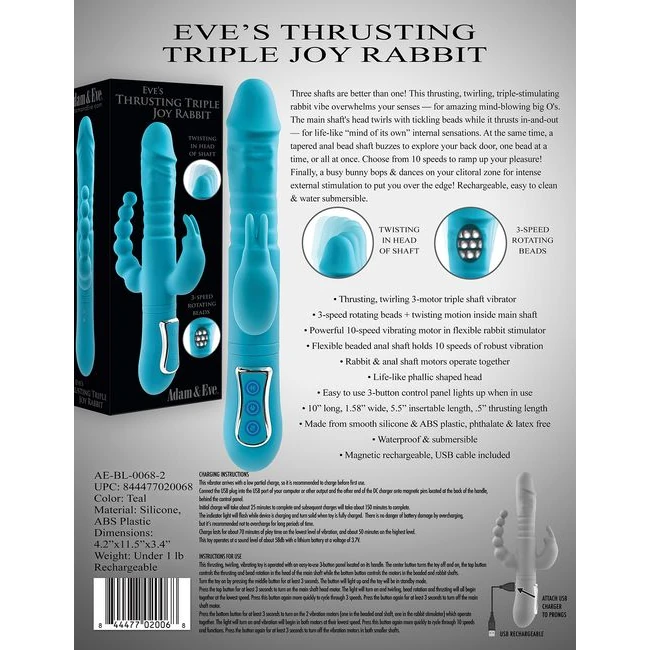 Adam & Eve Eves Thrusting Triple Joy Rabbit - Vibration Modes and Features