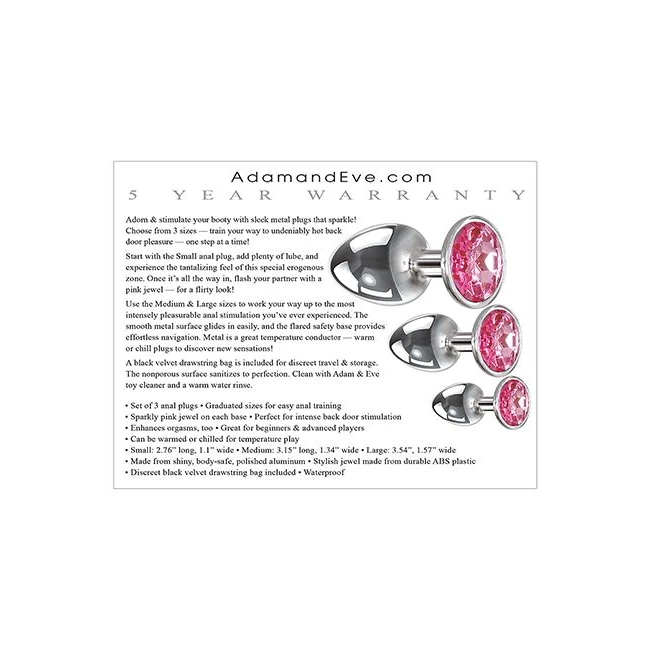 Adam & Eve Pink Gem Anal Pl Set - Specifications