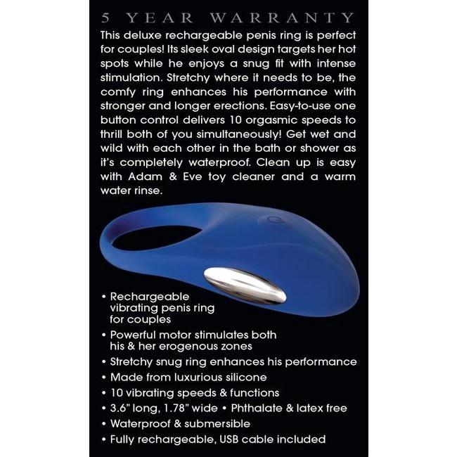 Adam & Eve Rechargeable Couples Penis Ring - How It Feels